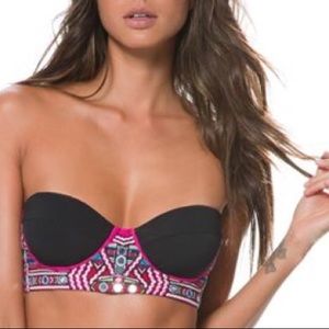 Mara Hoffman embroidered mirror black bandeau bikini top - women’s small